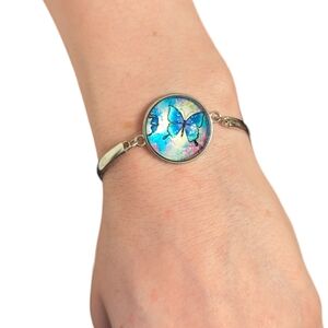 Blue Butterfly Watch Glass Bracelet